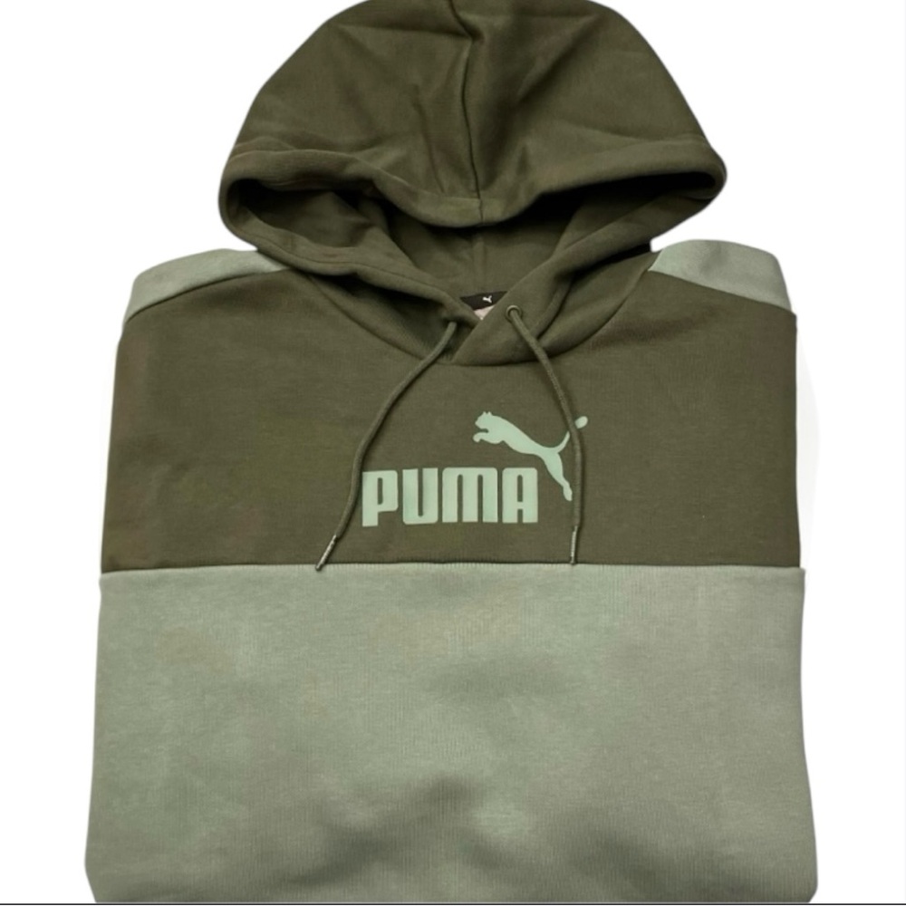 PUMA Mens Essentials Color Block Hoodie- Mens Puma Sweatshirt MD SOFT Fleece NWT